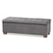 Baxton Studio Roanoke Grey Velvet Upholstered Grid-Tufted Storage Ottoman Bench 160-9928 - alternate 1